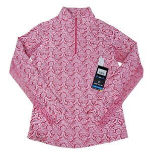 IBKUL Top Womens XS Long Sleeve Mock Neck 1/4 Zip UPF 50 Mesh Sleeve Golf NEW